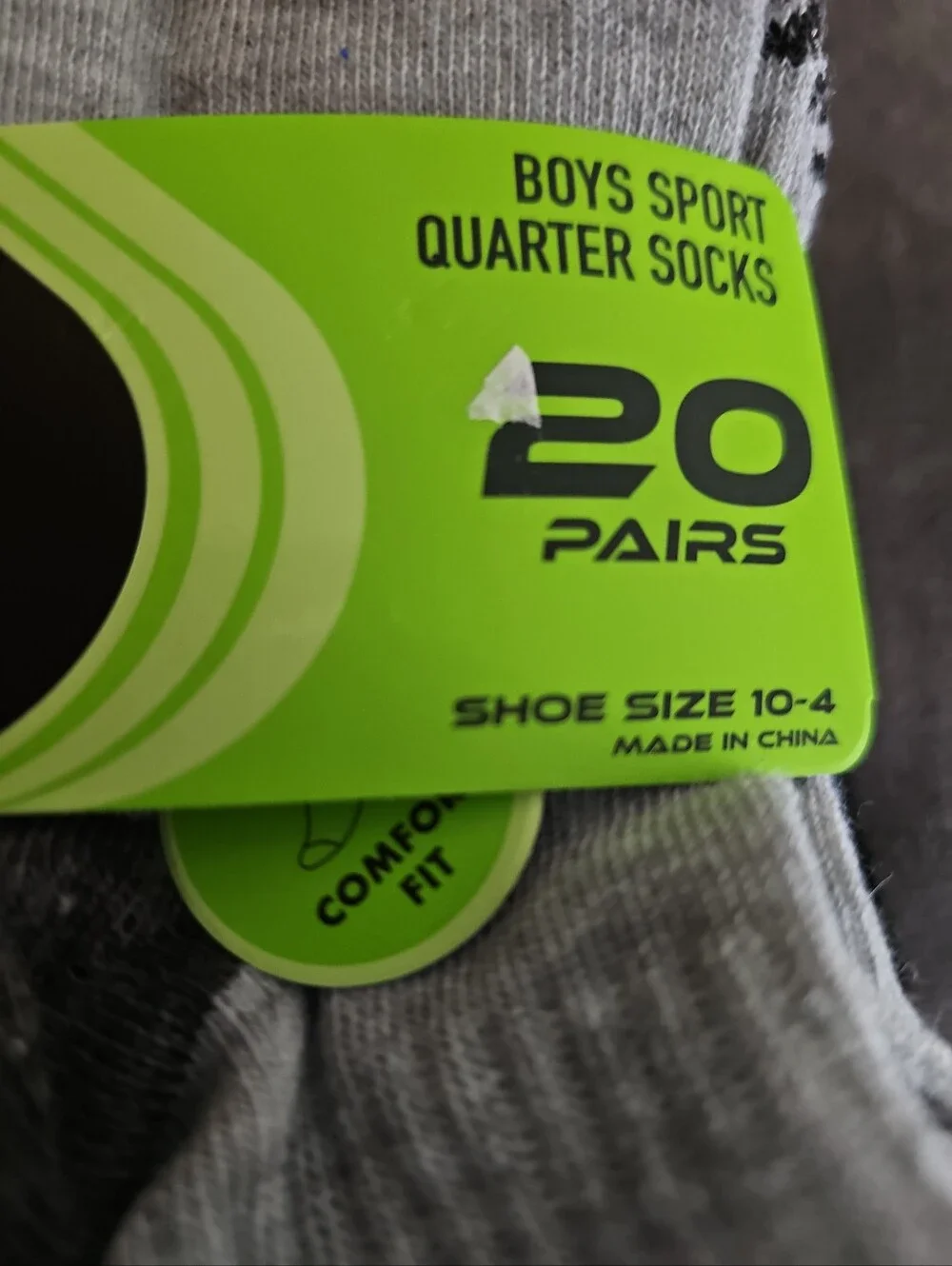 Elev8 Boys 20-Pack Quarter Socks - White & Gray